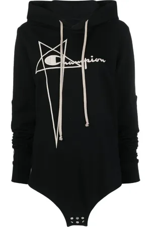 Rick Owens Sweatshirts & Hoodies, Dam, L, Bomull, Hoodie i bomull med broderad logotyp