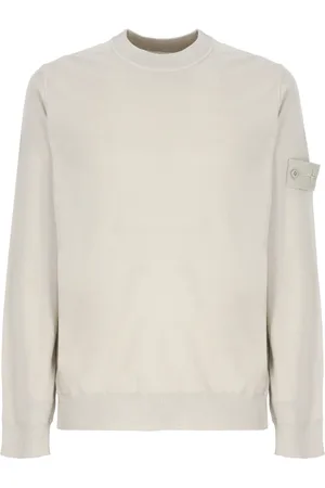 Stone Island Stickade tröjor & koftor, Herr, L, Ulltröja med Ikonisk Patch