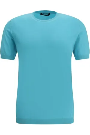 MOORER Topp, Herr, L, Bomull, Räfflad Crew Neck Stickad T-shirt