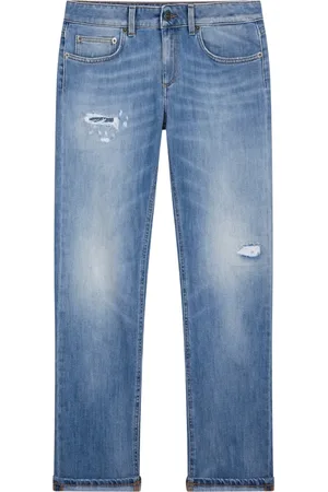 Dondup Jeans, Herr, W30, Denim, Slim Fit Denim Jeans med Rip-Detaljer