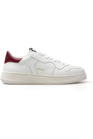 RUN OF Skor, Dam, 38 EU, Läder, Vita lädersneakers med vinröda detaljer