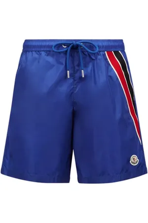 Moncler Badkläder, Herr, S, Läder, Trikolorfärgade badkläder med meshfickor
