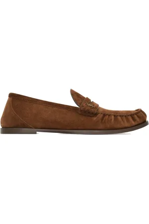 Saint Laurent Skor, Herr, 41 EU, Läder, Bruna läderskor med platt sula och mockasin-tå