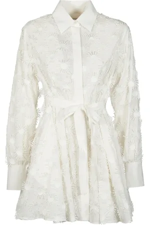 Msgm Klänning, Dam, XS, Vit Broderad Kort Klänning