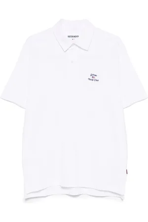SEBAGO Topp, Herr, M, Bomull, Vit pikétröja med broderad logotyp