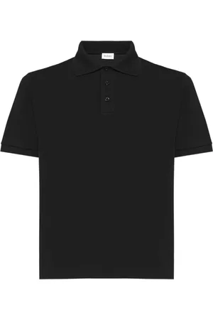 Saint Laurent Topp, Herr, XL, Bomull, Svart Pikétröja med Cassandre-logga