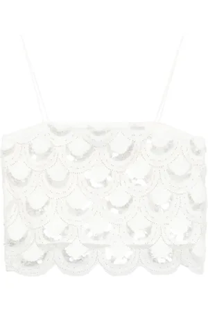 ROTATE Topp, Dam, S, Polyester, Sequin Mesh Square Neck Top