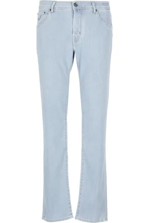 Jacob Cohen Jeans, Herr, W32, Bomull, Ljusblå bomullsjeans med bältesöglor