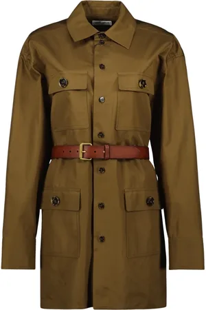 Saint Laurent Klänning, Dam, M, Bomull, Brun Khakifärgad Skjortklänning