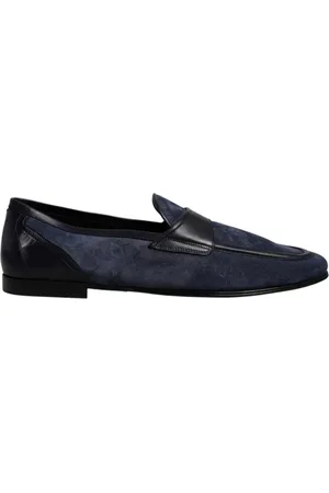 Dolce & Gabbana Skor, Herr, 43 EU, Mocka, Blå Mocka Moccasin Loafers Slipon