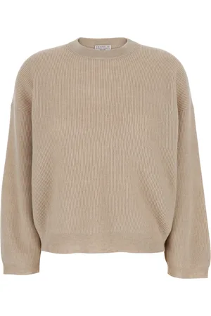 Brunello Cucinelli Stickade tröjor & koftor, Dam, 2Xs, Grå Tröjor för Män
