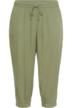 Kaffe Byxor, Dam, 7Xl, Gröna Capribyxor med Elastisk Midja