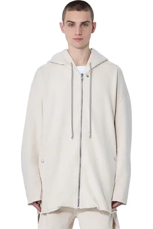 Rick Owens Sweatshirts & Hoodies, Herr, M, Bomull, Borstad Bomull Zip-Up Sweatshirt