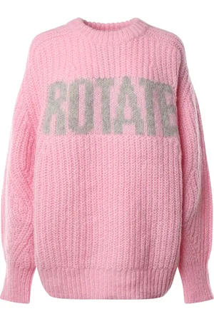 ROTATE Stickade tröjor & koftor, Dam, S, Stickad Logo Oversize Tröja