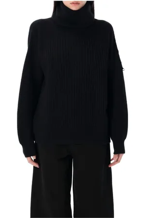 Moncler Stickade tröjor & koftor, Dam, M, Svart Tricot Polokrage Tröja