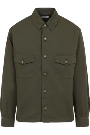 Saint Laurent Jacka, Herr, S, Bomull, Grön bomullsoverskjorta