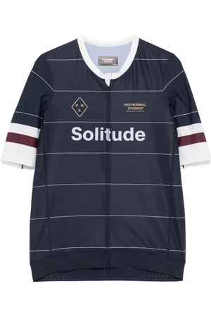 Pas Normal Studios Topp, Herr, S, Blå Zip Polo Skjorta Logo Print