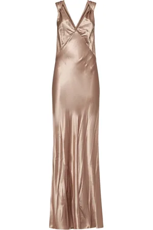 Saint Laurent Klänning, Dam, M, Blush Satinlång Klänning