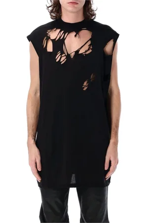 Rick Owens Topp, Herr, S, Bomull, Svart Cotton Tarp T Ärmlös Topp