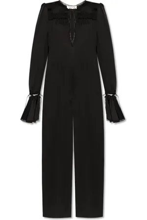 Saint Laurent Jumpsuits & Playsuits, Dam, L, Silk Jumpsuit med spetsdetaljer