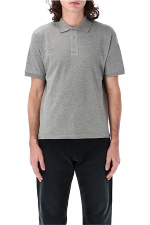 Saint Laurent Topp, Herr, M, Bomull, Gråmelerad Pikétröja
