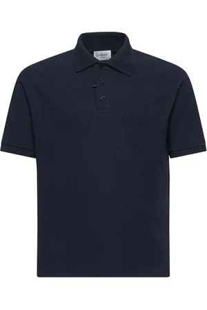 Saint Laurent Topp, Herr, M, Bomull, Blå pikétröja med Cassandre-broderi