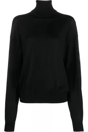 Saint Laurent Stickade tröjor & koftor, Dam, M, Mysig ulltröja med hög krage
