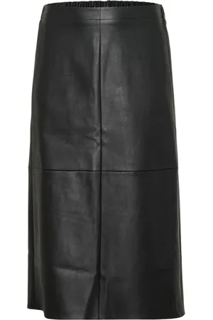 Kaffe Kjol, Dam, 2Xl, Elegant Svart Djup Kjol