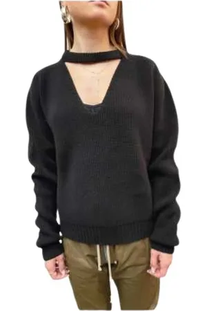 Rick Owens Stickade tröjor & koftor, Dam, L, V-Neck Band Tröja