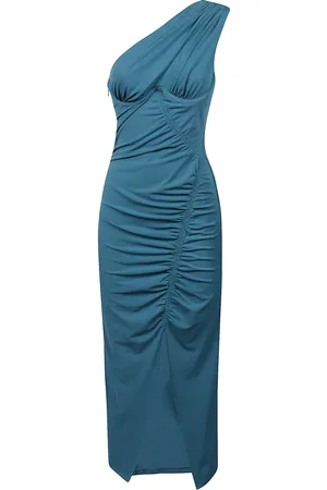 Self-Portrait Klänning, Dam, S, Polyester, Ruched One-Shoulder Midi Klänning