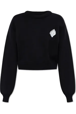 ROTATE Sweatshirts & Hoodies, Dam, M, Bomull, Sweatshirt med blommigt applikationsmotiv