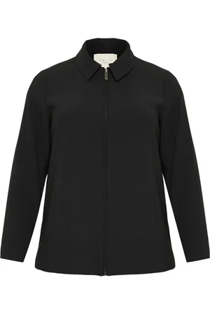 Kaffe Jacka, Dam, 5Xl, Stilren Svart Djup Jacka