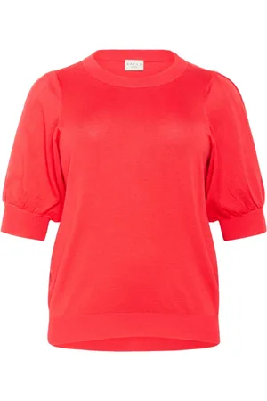 Kaffe Stickade tröjor & koftor, Dam, XL, Veckad Pullover Stickad Hibiscus Stil