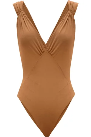 Saint Laurent Topp, Dam, S, Brun Silk Blend Crossover Body