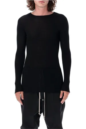 Rick Owens Stickade tröjor & koftor, Herr, M, Ribbstickad Tröja med Rund Hals
