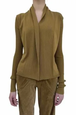 Rick Owens Stickade tröjor & koftor, Dam, L, Polyester, Kort Viscose Omlagskofta Naska