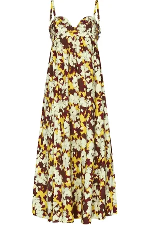 ULLA JOHNSON Klänning, Dam, 2Xs, Bomull, Blommigt Midi Klänning Multifärgad