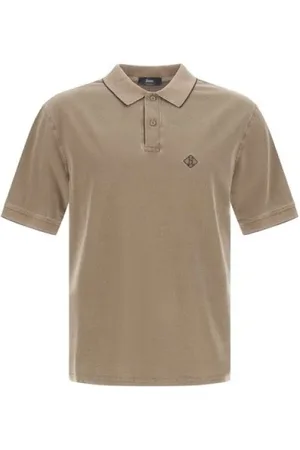 HERNO Topp, Herr, XL, Bomull, Pique Bomull Polo Shirt med Logo
