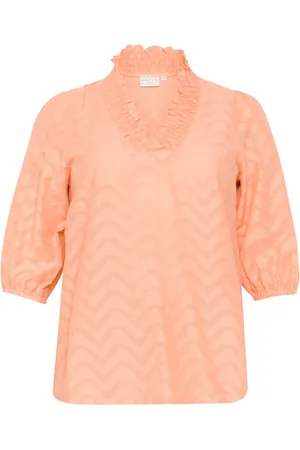 Kaffe Blusar & Skjortor , Dam, 4Xl, Blus i persika med ¾ ärmar
