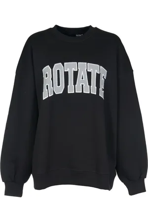 ROTATE Sweatshirts & Hoodies, Dam, S, Bomull, Svart Crewneck Tröja Tung Sweat