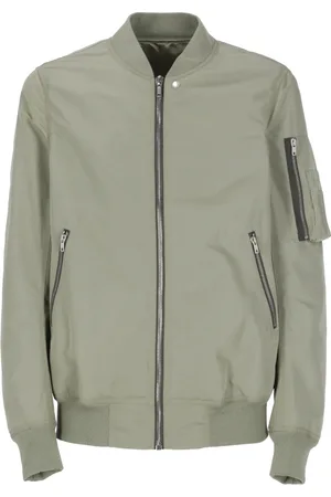 Rick Owens Jacka, Herr, L, Bomull, Grön Bomberjacka Crew Neck Zip