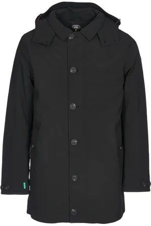 save the duck Jacka, Herr, L, Polyester, Svart Trenchcoat med Avtagbar Hätta