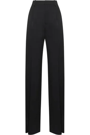 Saint Laurent Byxor, Dam, S, Svarta yllebyxor med satinband