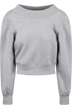 The Attico Sweatshirts & Hoodies, Dam, S, Bomull, Mélange-effekt Crew Neck Sweatshirt med Cut-out Detaljer