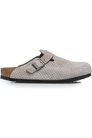 Birkenstock Skor, unisex, 42 EU, Mocka, Grå Mocka Träskor Boston VL