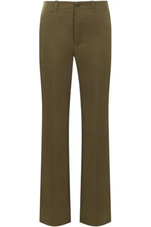 Saint Laurent Byxor, Dam, M, Bomull, Straight Leg Cotton Twill Byxor