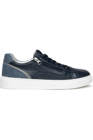Nero Giardini Skor, Herr, 41 EU, Läder, Blå Mocka Läder Sneakers