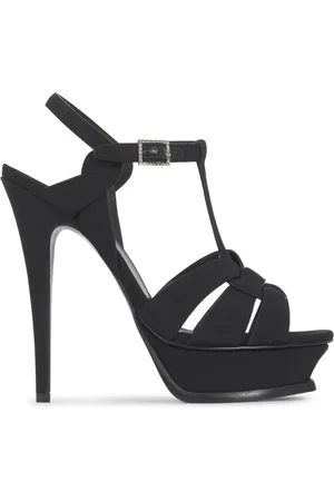 Saint Laurent Skor, Dam, 39 EU, Tribute 105 Satin Sandaler med Hög Klack