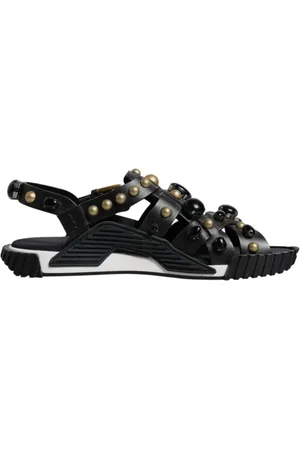 Dolce & Gabbana Skor, Herr, 42 EU, Läder, Studded Läder Slide Sandaler med Logo