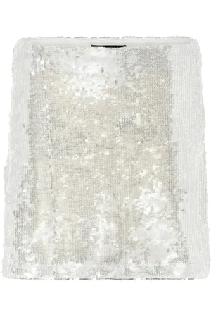 Bruuns Bazaar Kjol, Dam, M, Skinande Bodycon Kjol Vit Silver